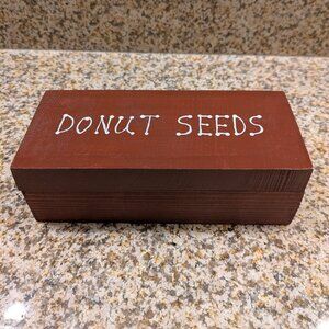 Vintage Wooden Lidded Box – Donut Seed Design on Lid